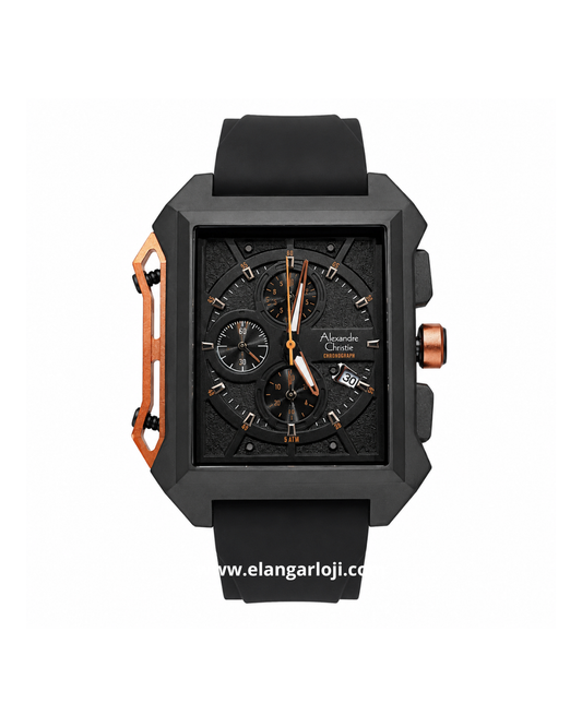 ALEXANDRE CHRISTIE AC 6601 MC Orange Black Rubber Strap