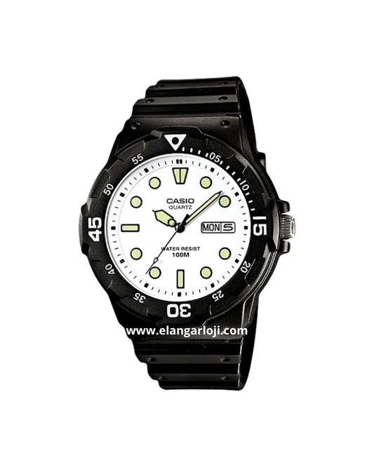 CASIO MRW-200H-7EVDF Water Resistant 100M White Dial Black Resin Band