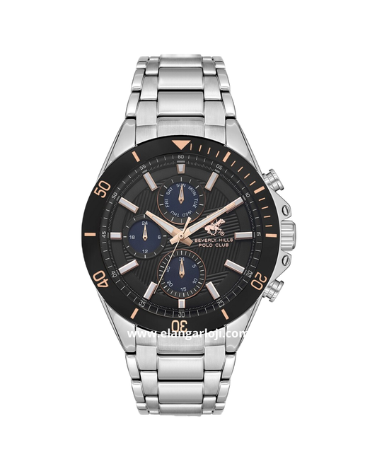 BEVERLY HILLS POLO CLUB BP3612X.360 Silver Dial Black Stainless Steel