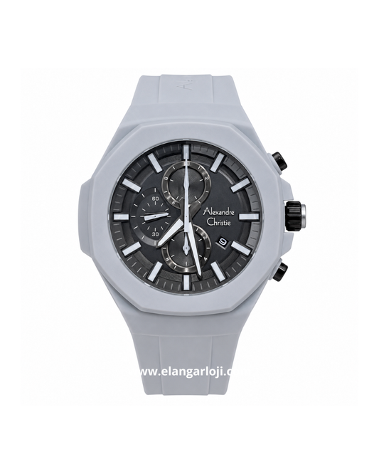 ALEXANDRE CHRISTIE AC 6590 MC RIPBAGR Chronograph Men Black Dial Grey Rubber Strap