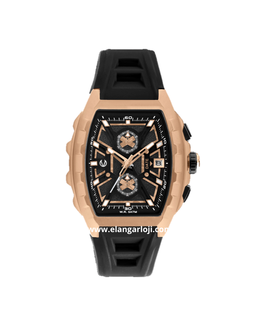 CHRIST VERRA SPIDERSYNC LIMITED EDITION CV 63034G-38 BLK Black Rosegold Rubber Strap
