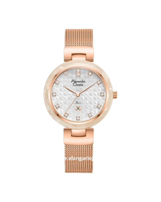ALEXANDRE CHRISTIE AC 2C07 LD BRGSL Passion Silver Dial Rose Gold St Steel Mesh Strap