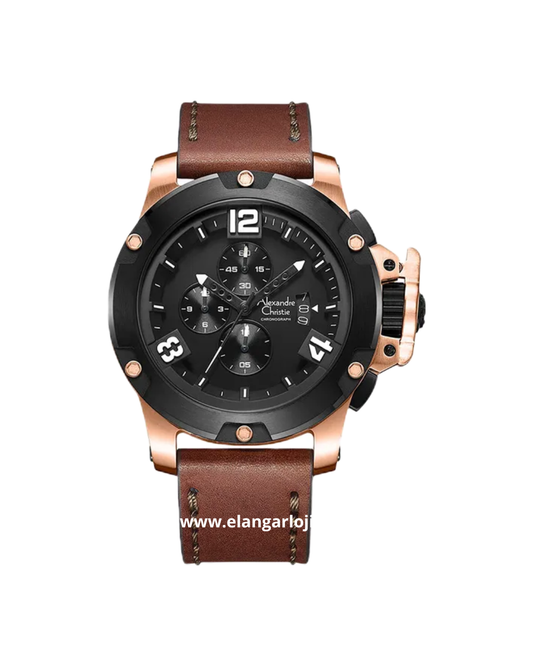 ALEXANDRE CHRISTIE AC 6295 MC LBRBA Sport Men Black Dial Brown Leather Strap