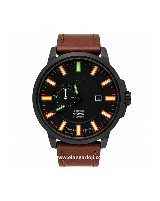ALEXANDRE CHRISTIE AC 9202 NM Automatic Black Dial Brown Leather Strap