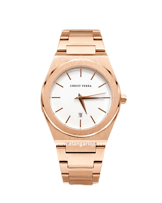CHRIST VERRA CV 10985G-15 WHT Rosegold Dial White Stainless Steel
