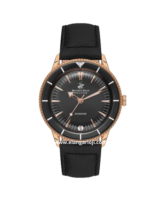 BEVERLY HILLS POLO CLUB BP3580C.451 Black Rosegold Strap Leather