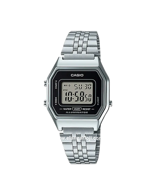 CASIO LA680WA-1DF Illuminator Ladies Black Digital Dial Stainless Steel Band