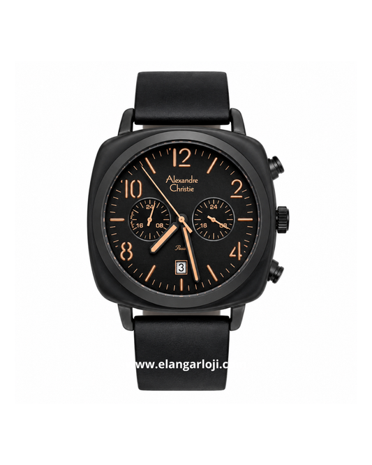 ALEXANDRE CHRISTIE AC 1900 Black Dial Black Leather Strap