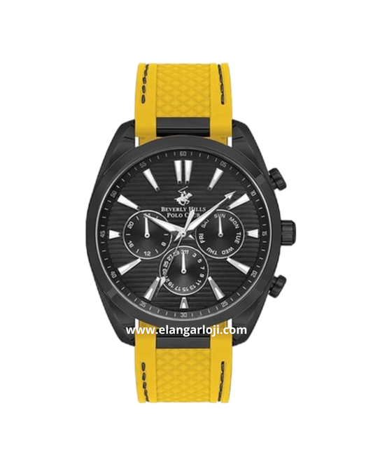 BEVERLY HILLS POLO CLUB BP3337X.654 Yellow Black Rubber Strap