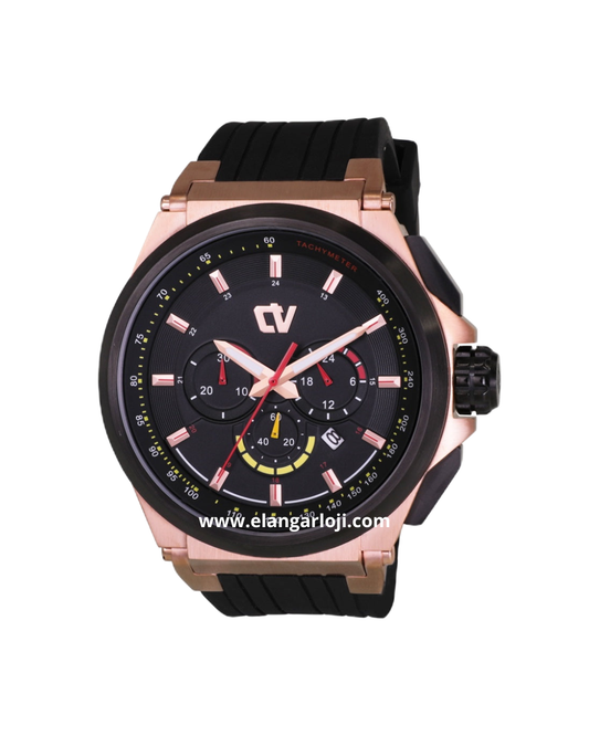 CHRIST VERRA CV 71180G-38 BLK Black Rosegold Rubber Strap