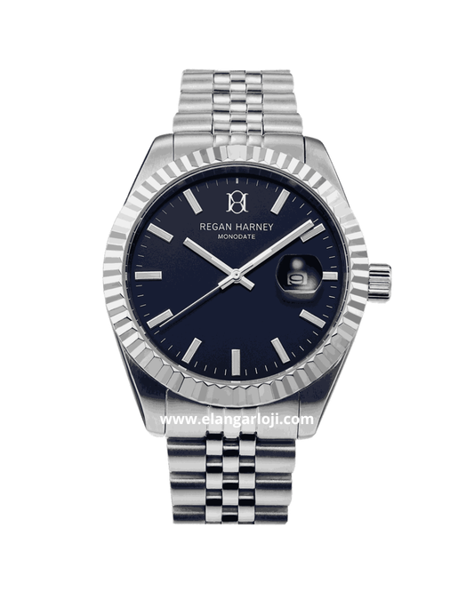 REGAN HARNEY RH012-02 MONODATE Silver Dial Blue Stainless Steel