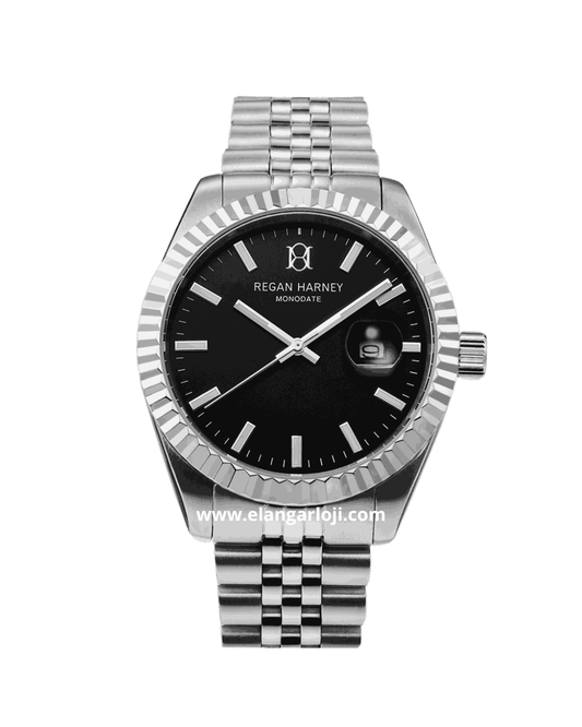 REGAN HARNEY RH012-03 MONODATE Silver Dial Black Stainless Steel