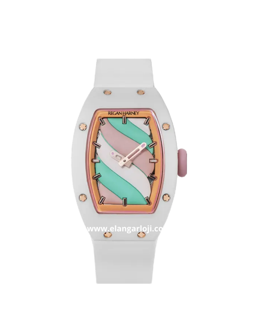 REGAN HARNEY RH32-13 BON BON White Automatic Rubber Strap