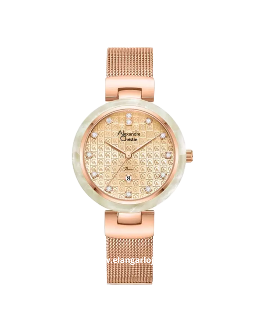 ALEXANDRE CHRISTIE AC 2C07 LD BRGLNGN Passion Rose Gold Dial Rose Gold St Steel Mesh Strap
