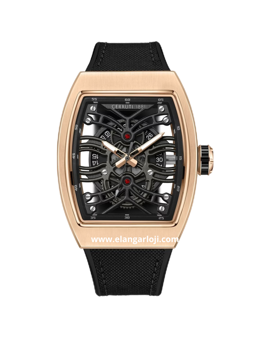 CERRUTI 1881 CALLIANO CIWGN0019503 Black Rosegold Rubber/Fabric Strap