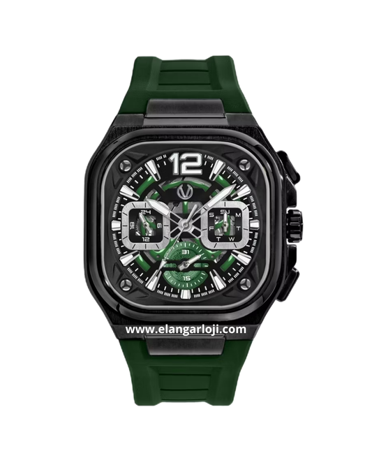 CHRIST VERRA CV 10968G-36 BLK/GRN Green Black Rubber Strap