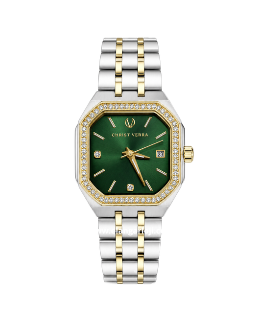 CHRIST VERRA CV 121161L-13 GRN Luméra Grace Series Silver Gold Stainless Steel
