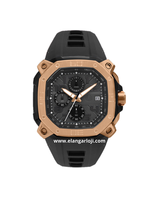 CHRIST VERRA CV 63033G-38 BLK Black Rosegold Rubber Strap