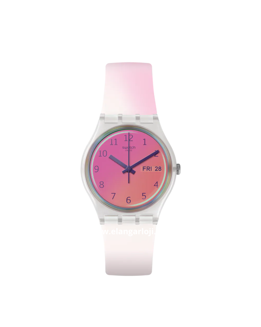 SWATCH GE719 Ultrafushia Ladies Pink Dial White Rubber Strap