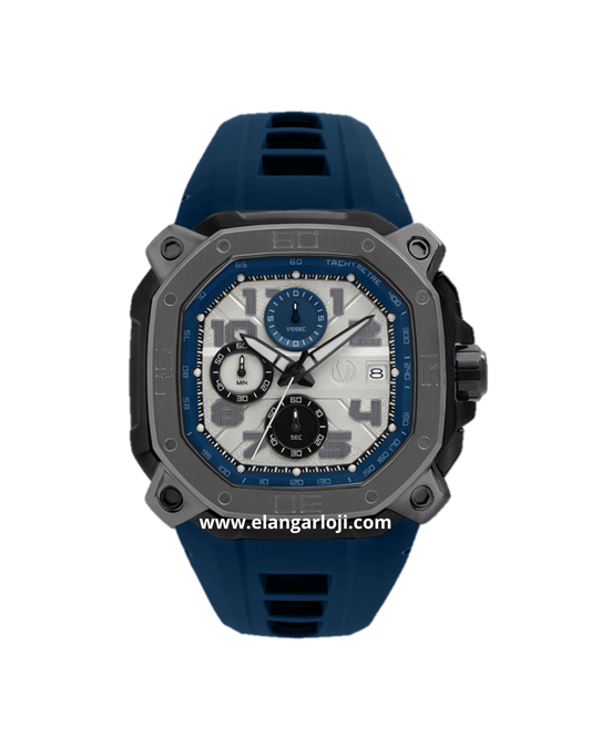 CHRIST VERRA CV 63033G-36L GUN/BLU Blue Black Rubber Strap