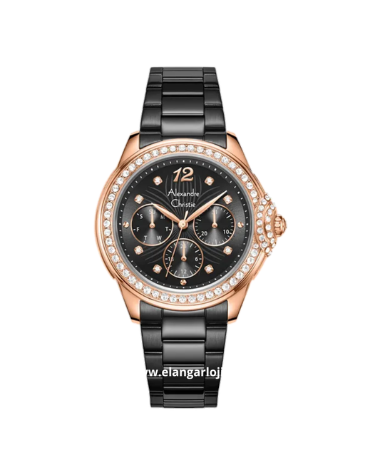 ALEXANDRE CHRISTIE AC 2C13 BF FBRBA Black Dial Black Stainless Steel Strap