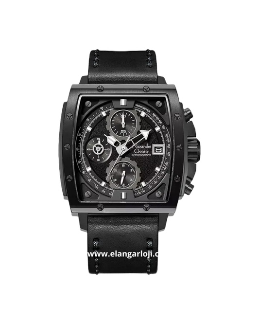 ALEXANDRE CHRISTIE AC 6376 MC LIPBA Men Black Dial Black Leather Strap