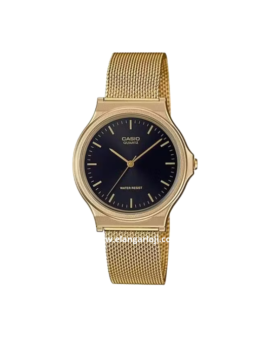 CASIO MQ-24MG-1EDF Black Dial Gold Mesh Band