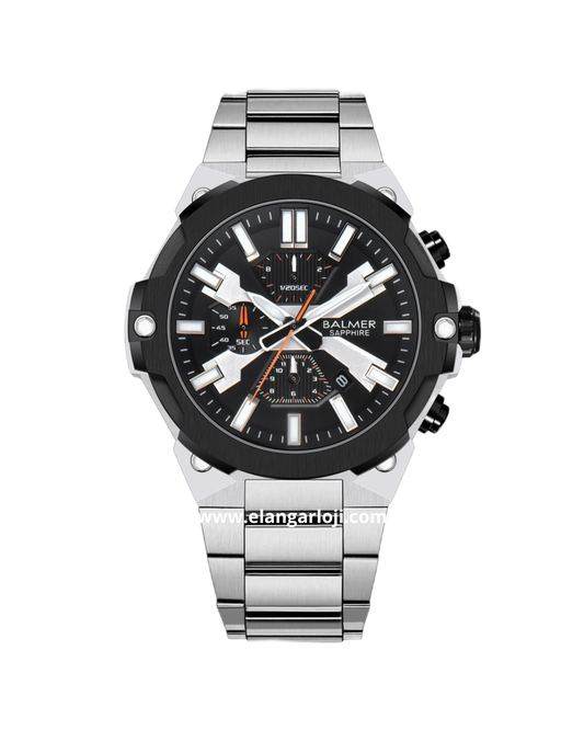 BALMER B-8840MC SS-4 Sapphire Glass Silver Black Stainless Steel