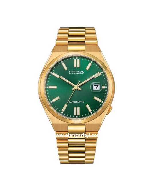 Jam Tangan Pria CITIZEN TSUYOSA NJ0152-51X Automatic Gold Dial Green Stainless Steel Strap