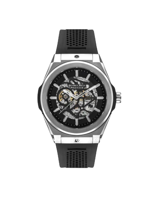 BEVERLY HILLS POLO CLUB BP3636X.351 Black Silver Rubber Strap