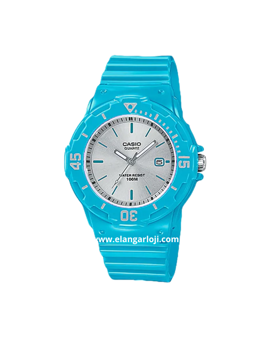 CASIO LRW-200H-2E3VDF Ladies Analog Silver Sunray Dial Blue Resin Band