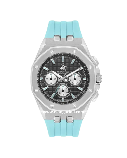 BEVERLY HILLS POLO CLUB BP3624X.350 Blue Silver Multifunction Silicone Strap