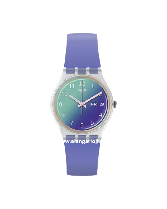 SWATCH GE718 Ultralavande Ladies Dual Color Dial Purple Rubber Strap
