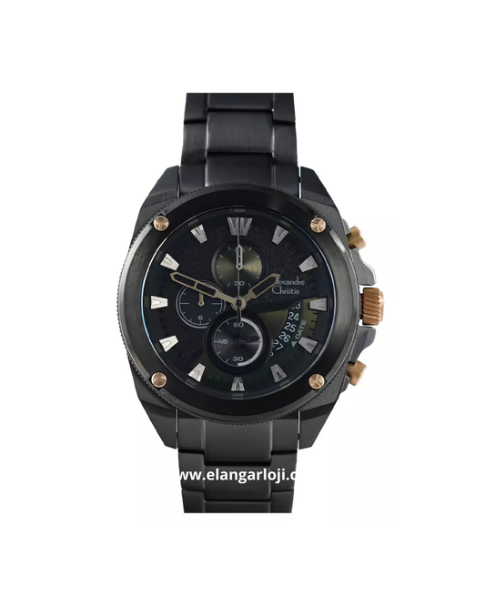 ALEXANDRE CHRISTIE AC 6646 MC BGBBN Men Dual Tone Dial Black Stainless Steel Strap