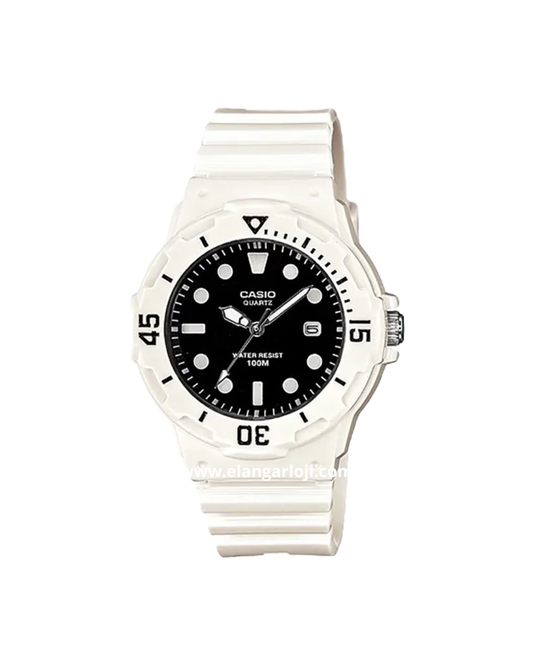 CASIO LRW-200H-1EVDF Water Resistant 100M Black Dial White Resin Band