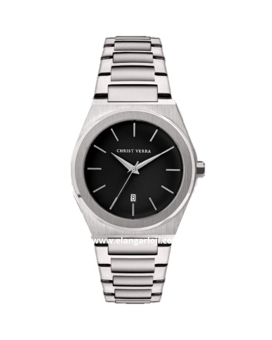CHRIST VERRA CV 10985L-11 BLK Silver Dial Black Stainless Steel