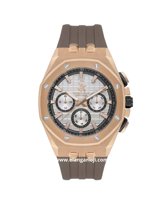 Beverly Hills Polo Club BP3624X.436 Light Brown Rosegold Multifunction Silicone Strap