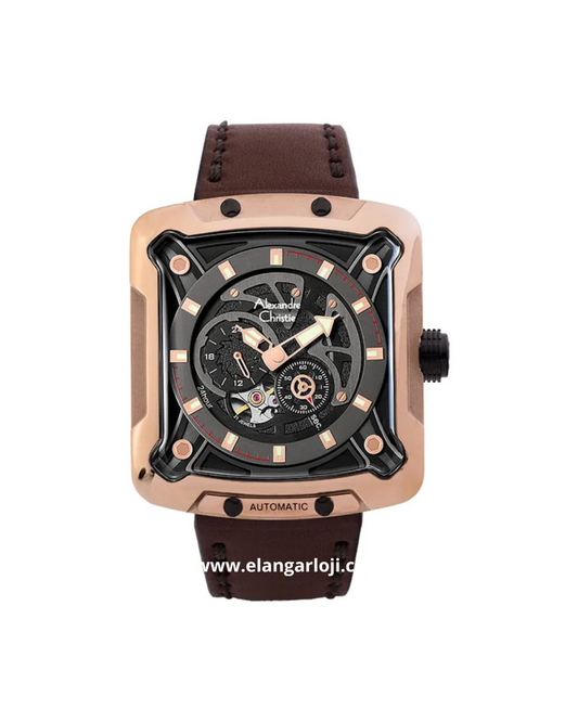 ALEXANDRE CHRISTIE AC 3039 MA Automatic Black Dial Brown Leather Strap