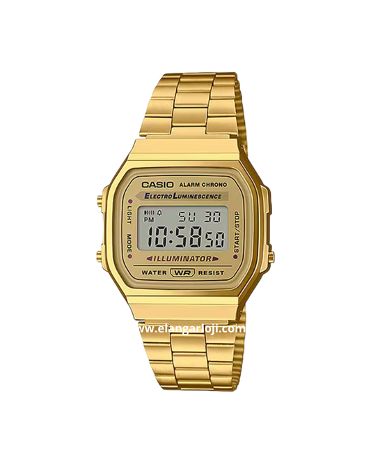 CASIO A168WG-9WDF Digital Dial Gold Tone Stainless Steel Band