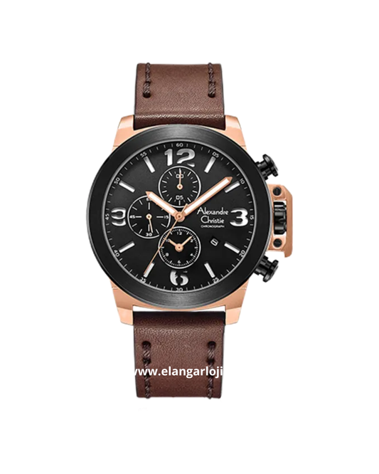 ALEXANDRE CHRISTIE AC 6280 GC LBRBA Men Black Dial Brown Leather Strap