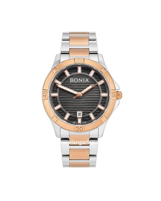 BONIA BNB10750-2632 Silver Rosegold Dial Black Stainless Steel