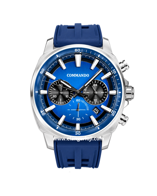 COMMANDO MK1-7019 Silver Navy Rubber Strap