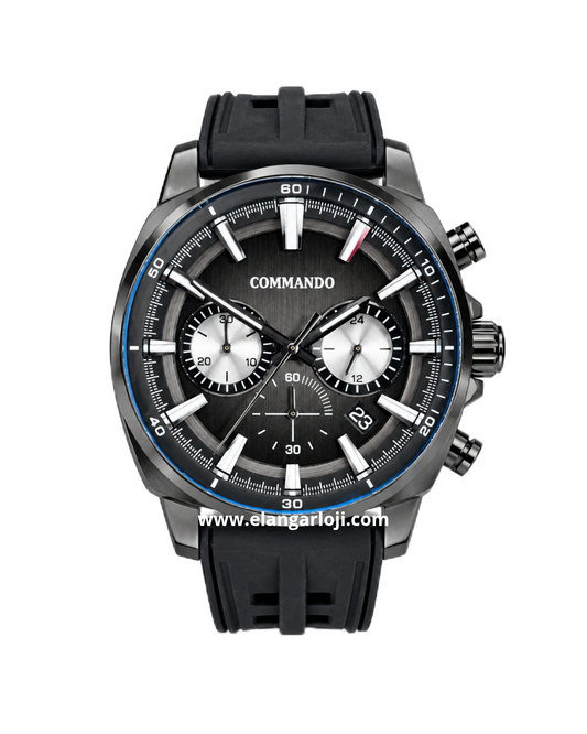 COMMANDO MK1-7019 Black Rubber Strap