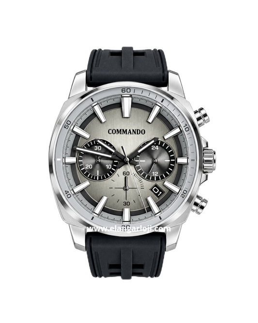 COMMANDO MK1-7019 Silver Grey Rubber Strap