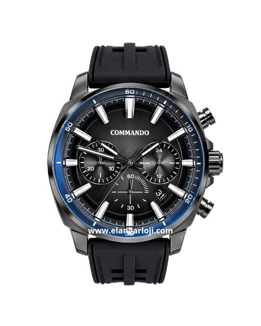 COMMANDO MK1-7019 Full Black Rubber Strap